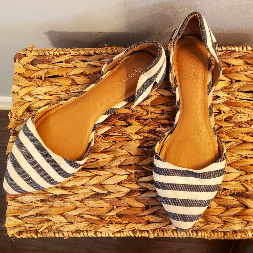 Merona Pointed Toe Stripe Canvas Flats